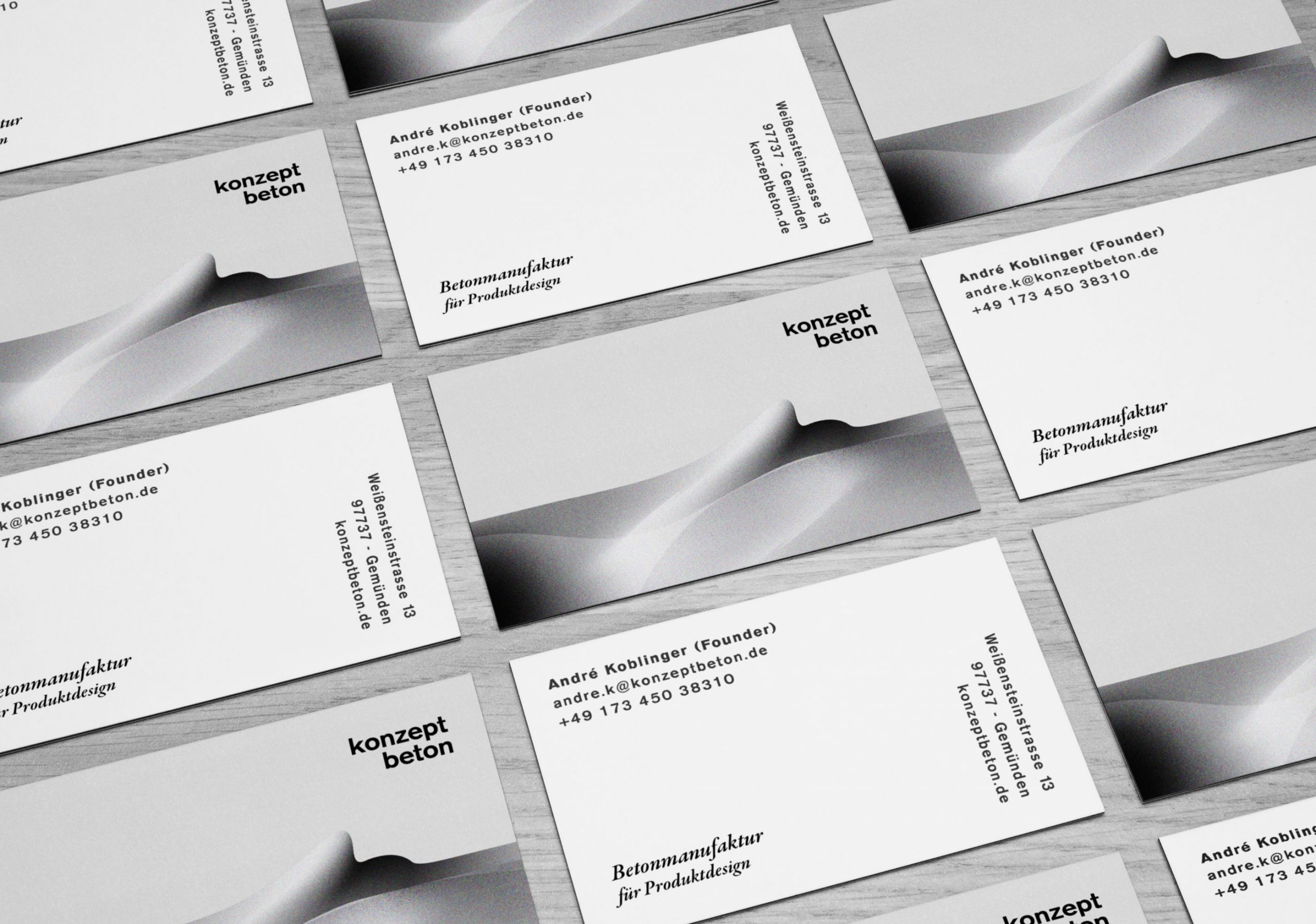 Konzept Beton Businesscards Close-up